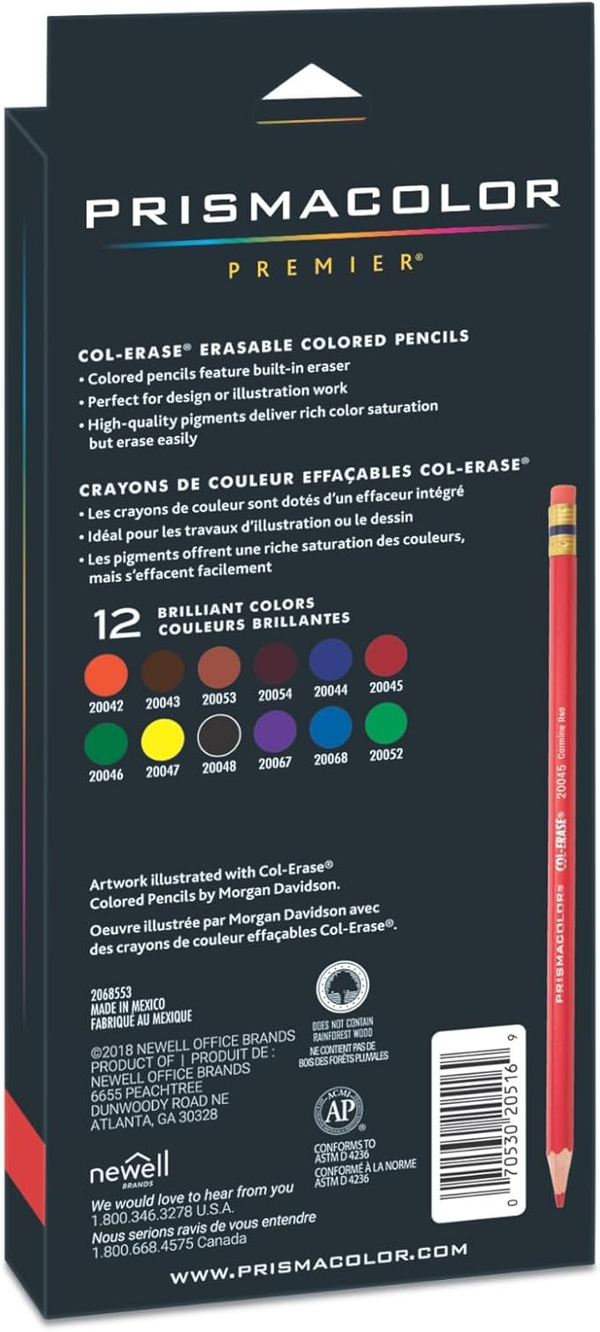 Prismacolor Col-Erase Erasable Colored Pencils, Adult Coloring, 12 Pack