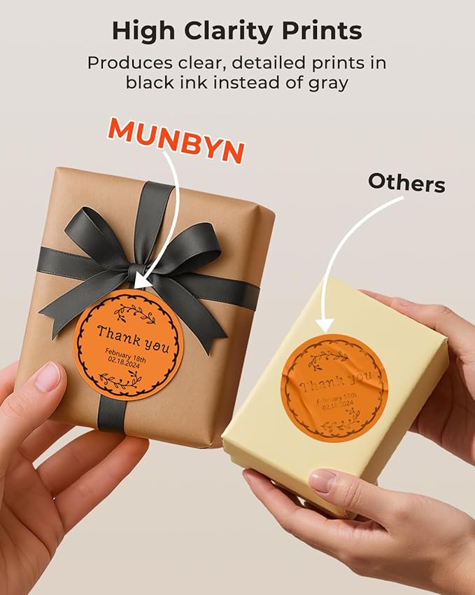 MUNBYN 2 Inch Orange Circle Thermal Labels, Multi-Purpose Self-Adhesive Round Thermal Printer Stickers for Business, 750 Sheets/1 Roll