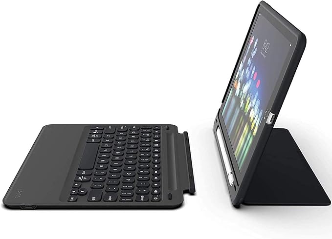 ZAGG Slimbook Go | iPad Keyboard Case for 9.7-Inch iPad (2018, 2017) | Ultra-Slim & Light | Rotatable | Detachable | Pair 2 Devices | Bluetooth Wireless | Backlit 7 Color (Black)