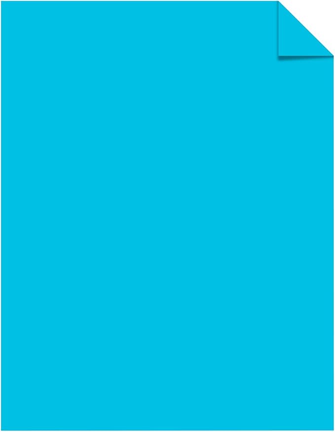 Neenah Astrobrights 30% Recycled Bright Color Paper, 8 1/2in x 11in, 24 Lb, FSC Certified, Lunar Blue, Ream Of 500 Sheets, 21528