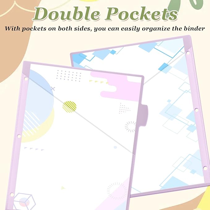 Epakh 24 Pcs Binder Dividers for 3 Rings Binders Index Dividers with Two Clear Pockets Plastics Sheets Protectors with Tab Labels for School Office Organization (Macaron)
