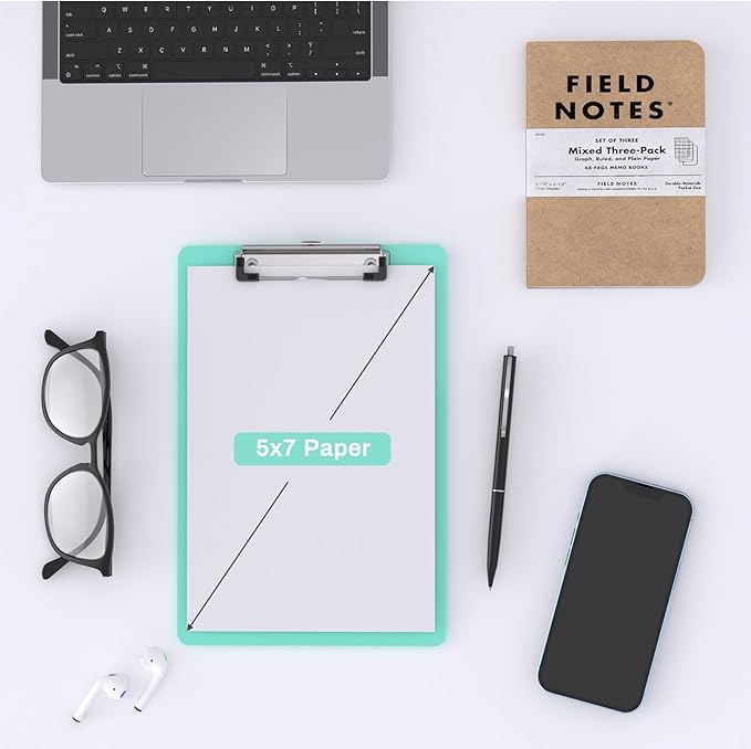 Small Clipboards, A5 Plastic Mini Teal Clip Board for Classroom, Students, Kid, Size 6" x 9" with Low Profile Clip, Office & School Supply