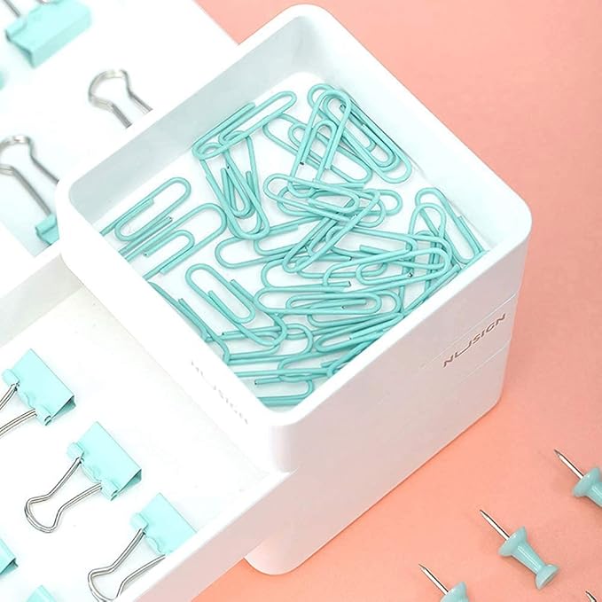 Paper Binder and Clips Set, Metal Assorted Sized Binders with Push Pins, Cute Office Supplies, Teacher Desk Must Haves, Cute Desk Accessories