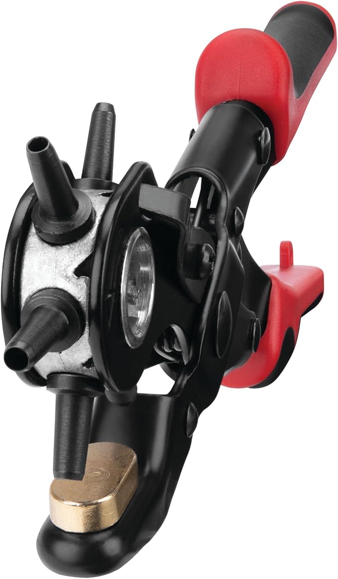Performance Tool W7554 Double Hinged Hole Punch Tool with 6 Punch Sizes and Adjustable Tension for Belts, Upholstery, and More