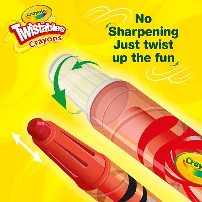 Crayola Twistables Crayons for Kids (24ct) No Sharpen Toddler Coloring Supplies, Less Mess, Stocking Stuffer & Holiday Gifts for Boys & Girls, Ages 3, 4, 5