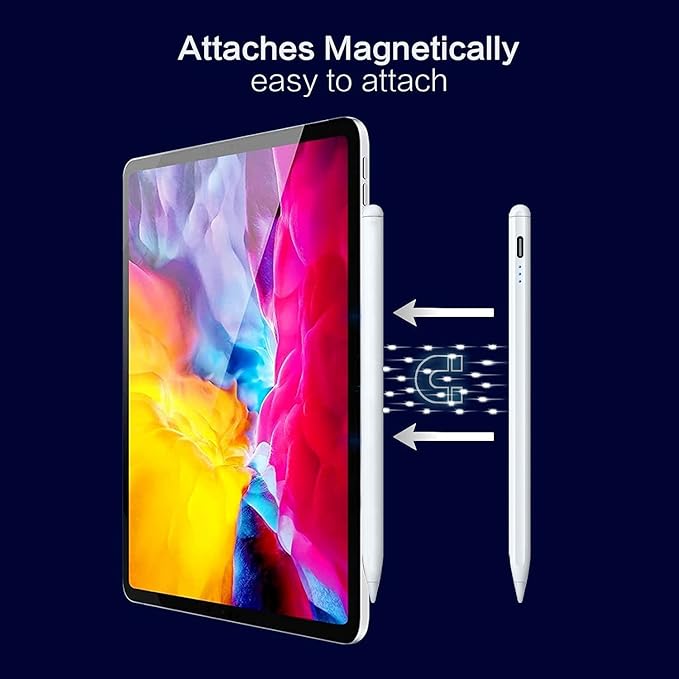 Stylus Pen for iPad 6th-11th Generation, 10 Mins Fast Charge Apple Pencil Compatible with 2018-2025 iPads Pencil, Apple Pen for iPad Pro 11"/12.9"/M4, Air 3/4/5/M2/M3, Mini 5/6 Gen-White