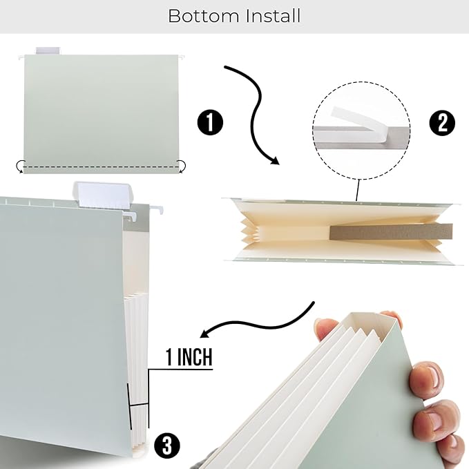 Y YOMA Letter Size - 24 Pack Extra Capacity Hanging File Folders Accordion Decorative Reinforced File Folder Cute Colored Expandable Folder for Office Home with 1/5-Cut Adjustable Tabs, Morandi Color