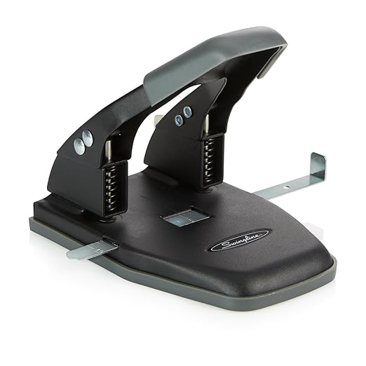 Swingline 2 Hole Punch,28 Sheet Capacity Hole Puncher,Paper Punch,Low Effort Comfort Handle,Alignment Guide,Black (74050),(Pack of 12)