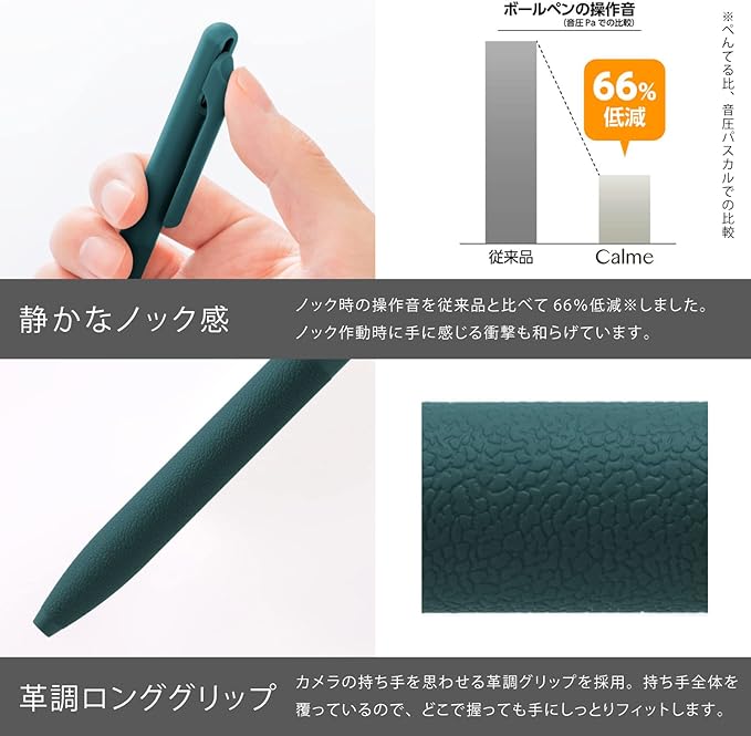 Pentel AMZ-BXA105ST2 Oil Based Ballpoint Pen, Calme Calm, 0.5mm, White, Beige, Turquoise, 3 Pens