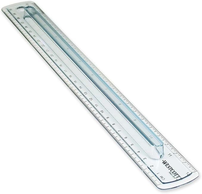 Westcott Finger Grip Ruler, Back-to-School, Smoke Gray, School Supplies, Classroom Supplies, 12-Inch
