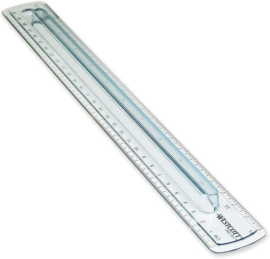 Westcott Finger Grip Ruler, Back-to-School, Smoke Gray, School Supplies, Classroom Supplies, 12-Inch