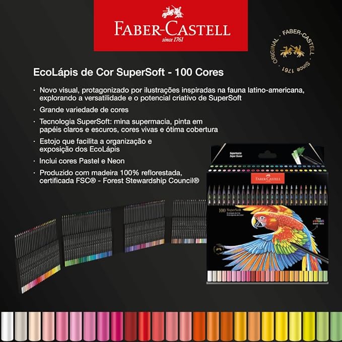 Faber-Castell Ecolápis Supersoft Colored Pencils, 210700, 100 Colors