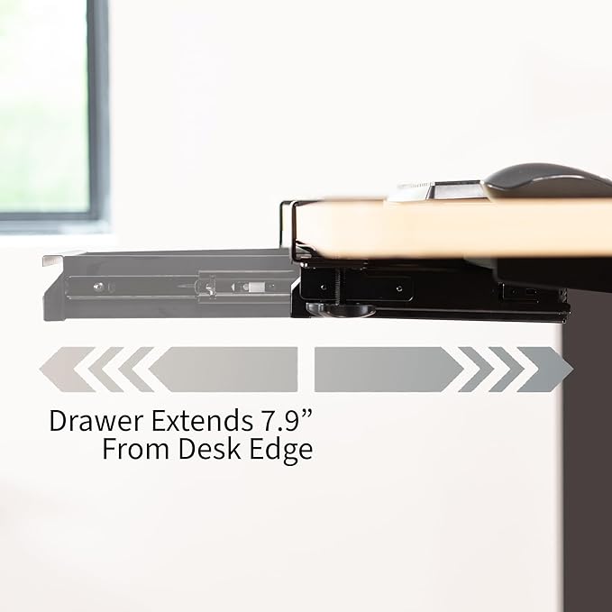 VIVO 16 inch Clamp-on Sliding Pull-out Under Table Drawer for Office Desk, Shallow Storage Organizer for Sit Stand Workstation, Black, DESK-DR2C