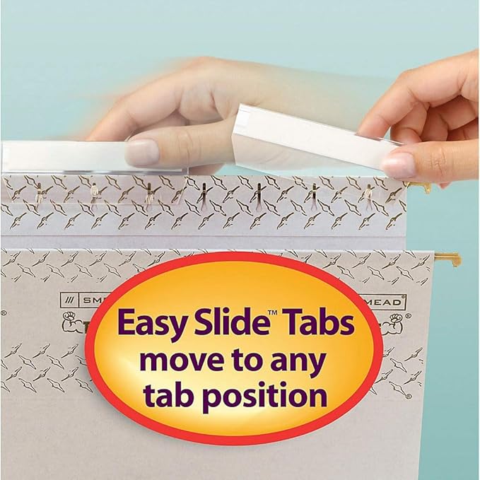Smead TUFF Extra Capacity Box Bottom Hanging Folder, 1/3-Cut Easy Slide Tab, Steel Gray, 18 per Box (2" Expansion, Legal)