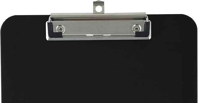 Trade Quest Plastic Clipboard Opaque Color Letter Size Low Profile Clip (Pack of 6) (Black)