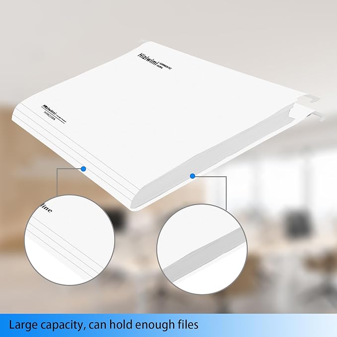 30 Pcs White Letter Size Office Filing Cabinet Suspension Files with Tabs and Inserts, 32.5cm Metal Slide Rail, Polypropylene Material