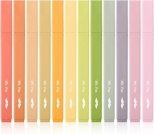 Mr. Pen- Aesthetic Highlighters, 12 pcs, Chisel Tip, Earthy Colors, Cute Highlighters Assorted Colors