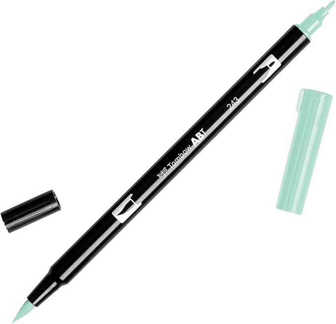 Tombow 56526 Dual Brush Pen Art Marker, 243 - Mint, 1-Pack. Blendable, Brush and Fine Tip Marker