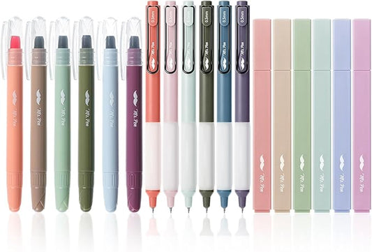 Mr. Pen Aesthetic Highlighters and Gel Pens, 18 Pack - Vintage Color Bible Highlighters No Bleed