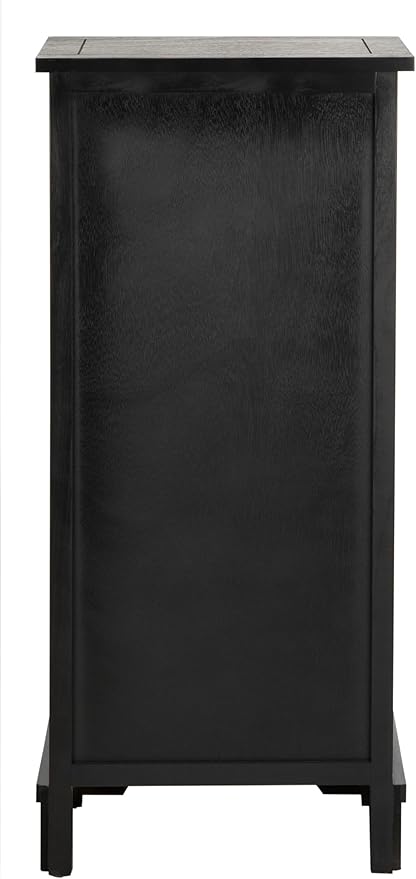 SAFAVIEH Home Collection – Connery Distressed Black Storage Cabinet with Rattan Baskets & Bottom Door, Farmhouse Accent Storage, Fully Assembled (AMH5742A)