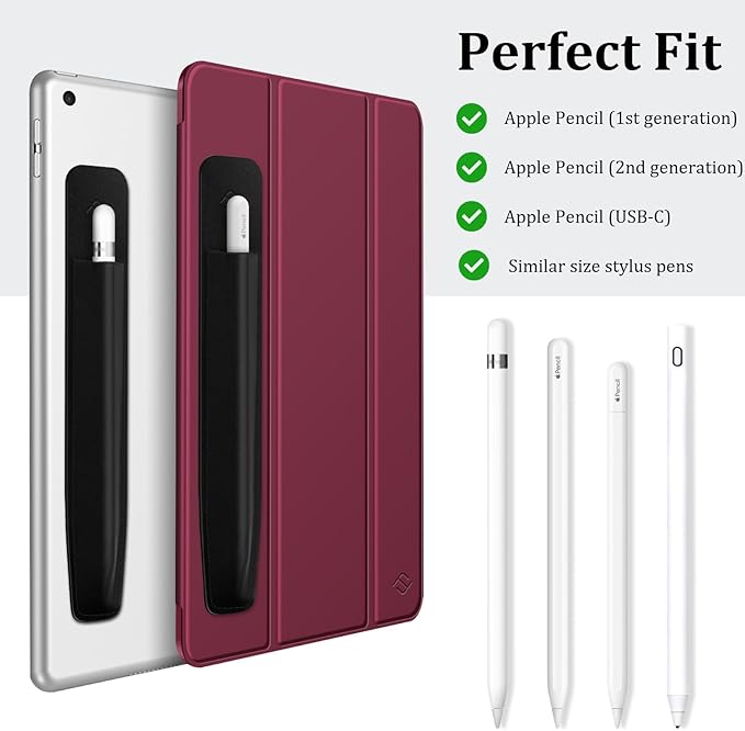 Fintie Pen Sticker Compatible with Apple Pencil Pro, Apple Pencil (USB-C / 1st / 2nd Generation), Elastic Stylus Pocket, Adhesive Leather Pen Pouch Sleeve, Black