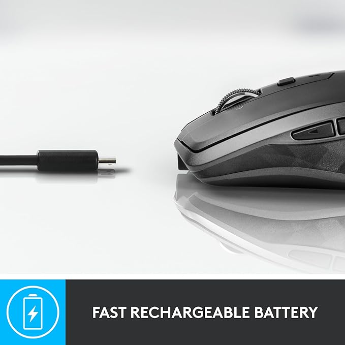 Logitech MX Anywhere 2S Bluetooth Edition Compact Wireless Mouse, No USB Receiver - Use On Any Surface, Hyper-Fast Scrolling, Rechargeable, Control Up to 3 Apple Mac and Windows Computers and Laptops