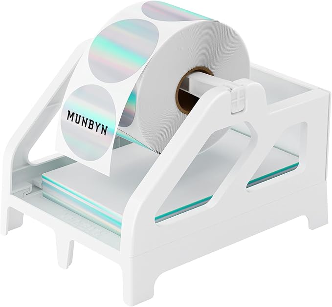 MUNBYN Bluetooth Thermal Label Printer 941B+Thermal Direct Shipping Label (Pack of 500 4x6 Fan-Fold Labels)+White Label Holder