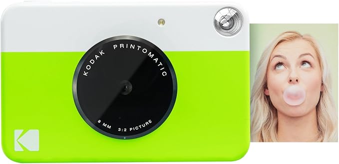 KODAK Printomatic Full-Color Instant Print Digital Camera Colorful Photos On Zink 2x3" Sticky-Back Photo Paper 5MP Gift Bundle: Case + Zink 2x3" 20pk + Album + Stickers + Frames + Markers - Green