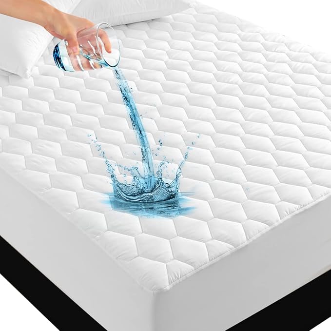 UNILIBRA King Mattress Protector Waterproof, Deep Pocket Mattress Pad Cover Up to 18 Inches, Quilted Fitted Hollow Cotton Filling Breathable Mattress Topper