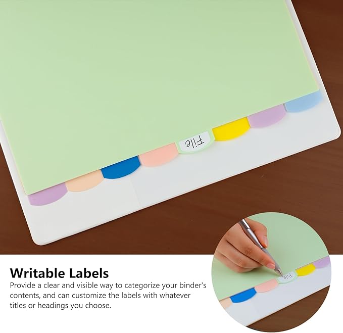 HABGP 24Pcs/3 Set 3 Ring Binder Dividers with Tabs, 8 Color Tab Divders for 3 Ring Binder, Plastic Pastel Page Folder Dividers Sheet Protectors, Three Ring Binder Index Dividers for Notebook