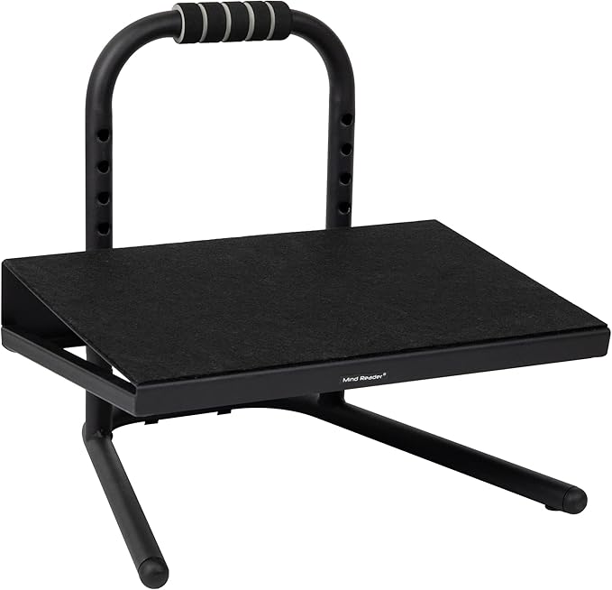 Mind Reader Foot Rest, Foot Stool, Under Desk at Work, Ergonomic, Adjustable, Office, Metal, 15"L x 14.25"W x 14.5"H, Black
