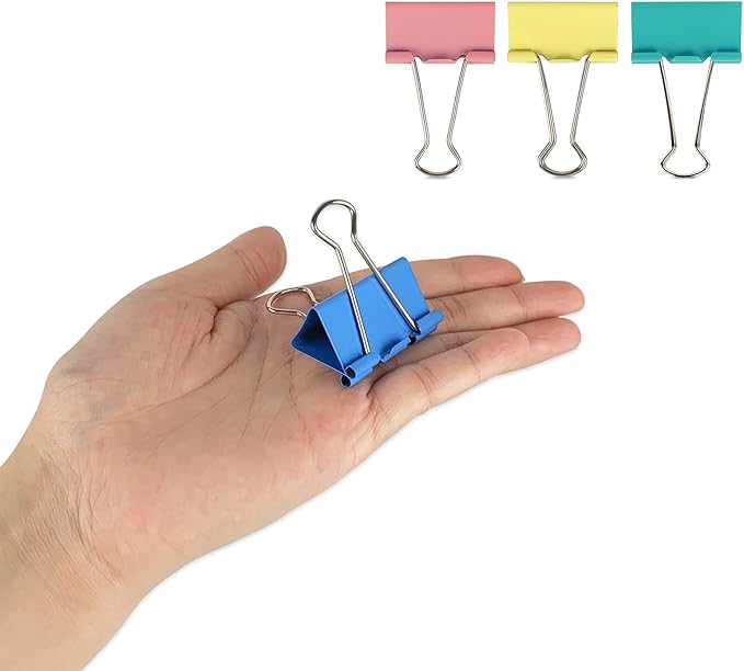 Large Binder Clips, 1.6 inch, 24 Pack, Colored Binder Clips, Paper Clamps Large Size for Office Supplies, 4 Vibrant Colors