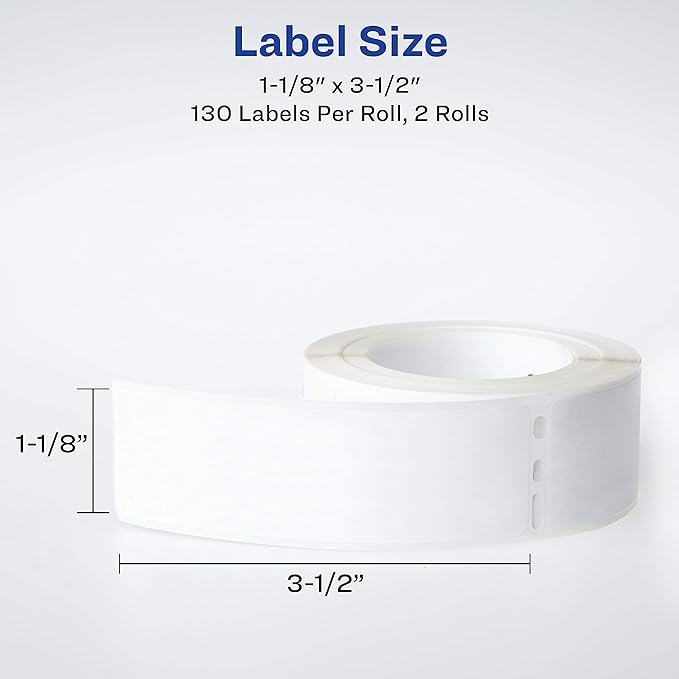 Avery Direct Thermal Address Labels, 1-1/8" x 3-1/2", White, Comparable to DYMO 30251, 130 Blank Labels per Roll, 2 Rolls, 260 Total (4150) (Pack of 10)