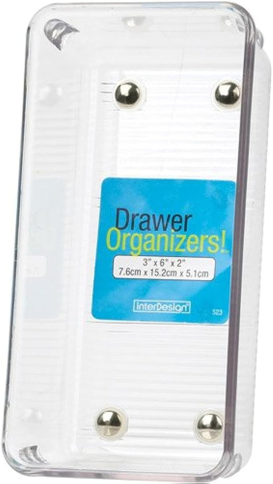 Interdesign Drawer Organizer Clear Linus 3" X 9" X 2" Clear Plastic With Ribbed Bottom
