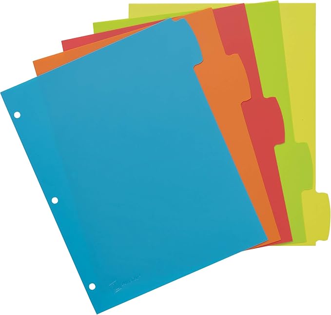 Avery Big Tab Write & Erase Durable Plastic Dividers, 5-Tab Set, Multicolor Brights, 3 Sets (21212) (Pack of 8)