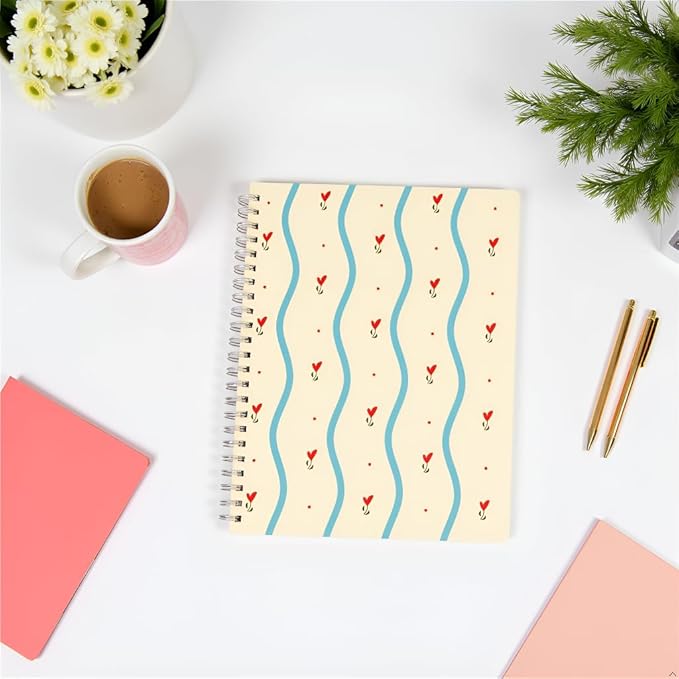 Pearhead Floral Hardcover Spiral Notebook, 8x10 College-Ruled Journal with Perforated Pages, 200 Lined Pages for Note Taking, Journaling & Planning