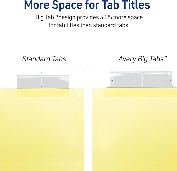 Avery Insertable Dividers for 3 Ring Binder, 5-Tab Set, Clear Big Tabs, Buff Paper with Gold-Reinforced, 24 Sets, Great for Organizing Projects, Reports, Finances, and More (11113)
