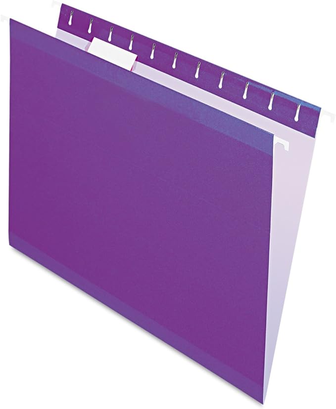 Pendaflex Reinforced Hanging File Folders, Letter Size, Violet, 1/5 Cut, 25/BX (4152 1/5 VIO)