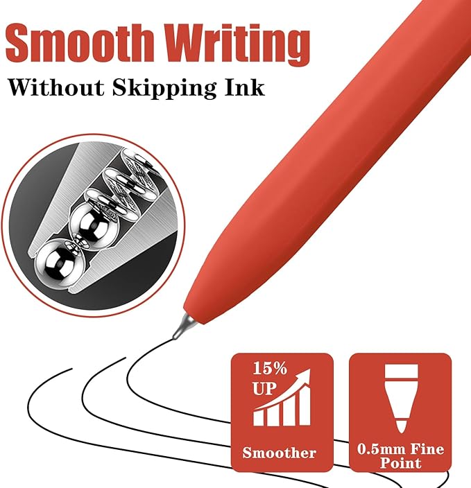 Gel Pens, 8 Pcs 0.5mm Black Ink Pens Fine Point Smooth Writing Pens, High-End Series Pens for Journaling Note Taking, Cute Office School Supplies Gifts for Women Men