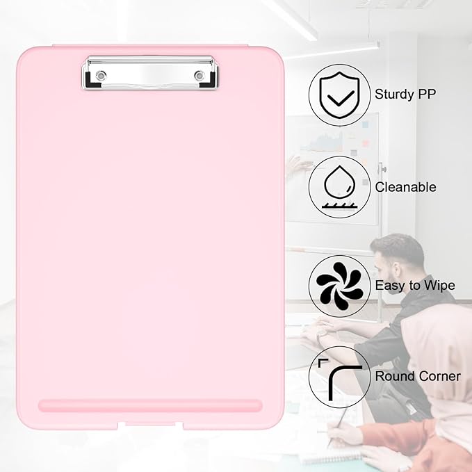 Hongri Clipboard with Storage, 8.5 x 11 Nursing Clip Board Foldable Storage for Nurses, Lawyers, Students, Classroom, Office, School, Size 13.4 x 9.4 X 0.9 in, Pink