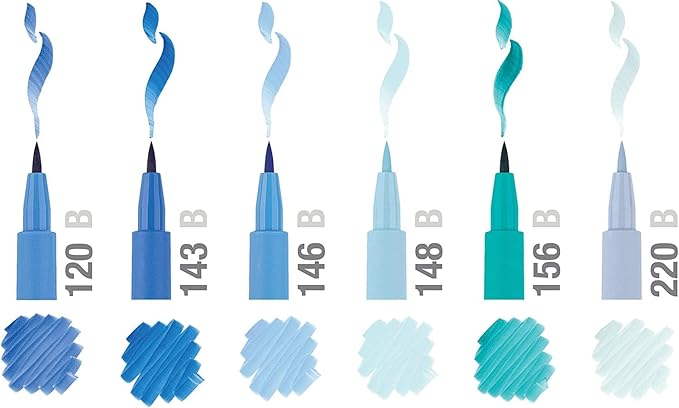 Faber-Castell Pitt Artists Shades of Blue Pen Brush (Wallet of 6)