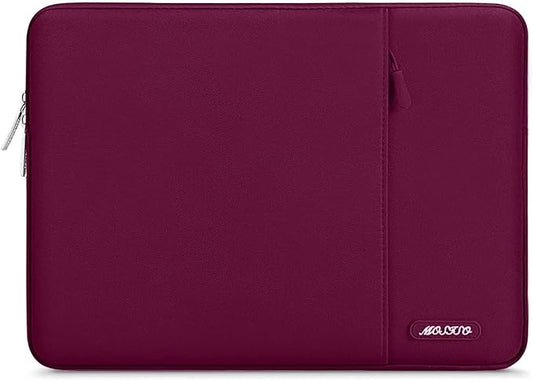 MOSISO Laptop Case 15 inch, 15 inch Laptop Sleeve Compatible with MacBook Air 15 M4 A3241 M3 A3114 M2 A2941 2025 2024 2023,Dell XPS 15,Polyester Vertical Computer Sleeve Bag with Pocket, Wine Red