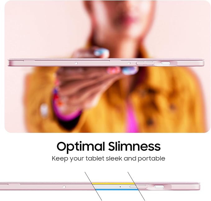 Fintie Hybrid Slim Case for Samsung Galaxy Tab S10 Lite/ S10 FE/ S9 FE 10.9 Inch/Tab S9 11 Inch with S Pen Holder, Shockproof Cover with Clear Transparent Back Shell, Auto Wake/Sleep, Pink