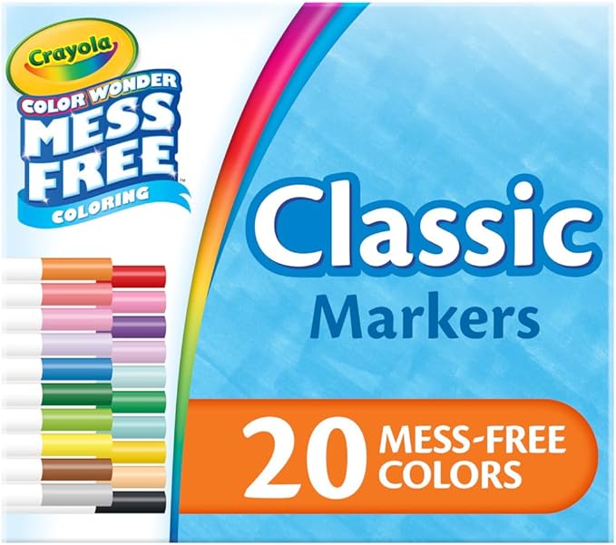 Crayola Color Wonder Marker Refill Set (20ct), Mess Free Broad Line Markers for Toddlers, Mess Free Coloring for Kids, Toddler Gifts