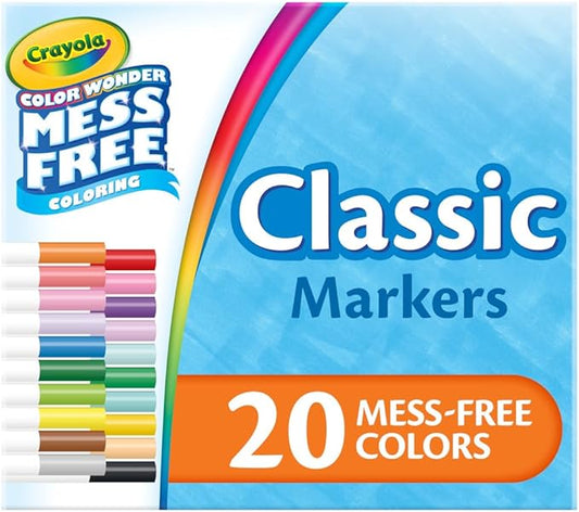 Crayola Color Wonder Marker Refill Set (20ct), Mess Free Broad Line Markers for Toddlers, Mess Free Coloring for Kids, Toddler Gifts
