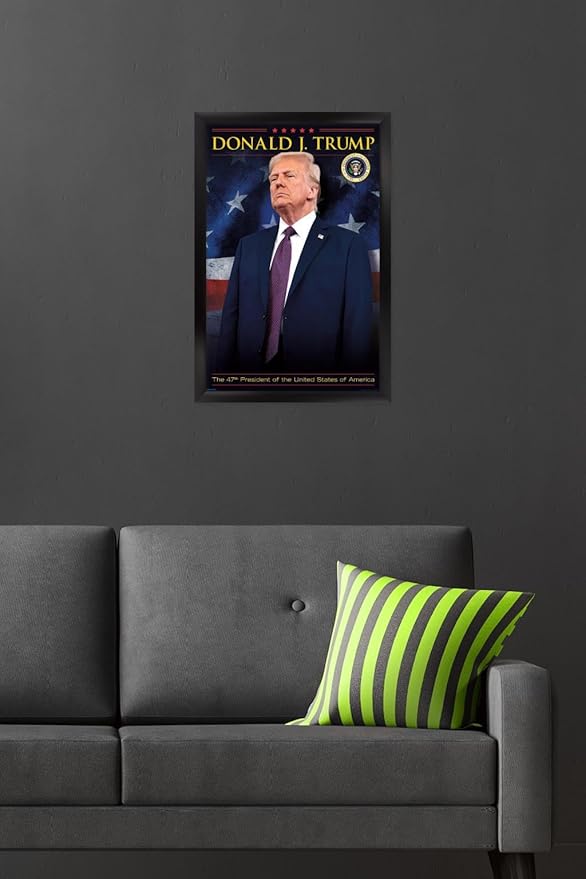 President Donald Trump - 47th President Wall Poster, 22.4L" x 14.7W", Black Framed Version