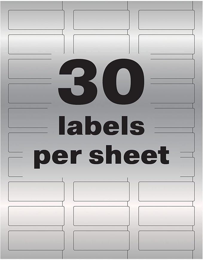 Avery Metallic Asset Tag Labels, 3/4 x 2, Laser Printable Tags, 240 Waterproof Labels (61524)
