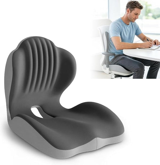 2026 Ergonomic Lumbar & Seat Support Cushion, Memory Foam Seat Cushion with Lumbar Support Pillow, Memory Foam Coccyx Cushion for Tailbone Pain, Back Pain, Sciatica and Hemorrhoid Relief