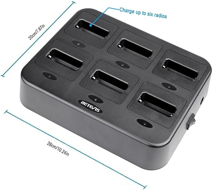 Retevis RT22 Six Way Charger, Walkie Talkie Charger, Multi Unit Charging Station, Compatible with Retevis RT22 RT22S RB19 RB19P RB39 RB39P Two Way Radio(3 Pack)