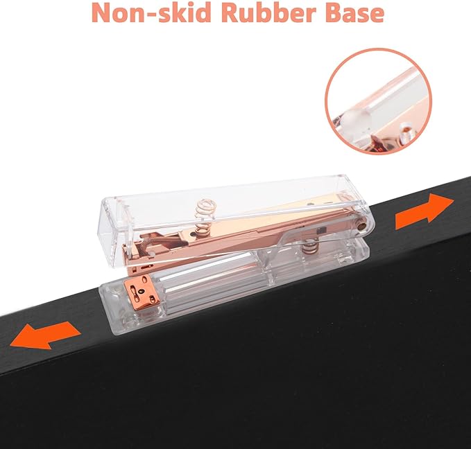 Rose Gold Acrylic Stapler, Desktop Stapler, 25 Sheet Capacity, Includes 1000 Staples and Staple Remover